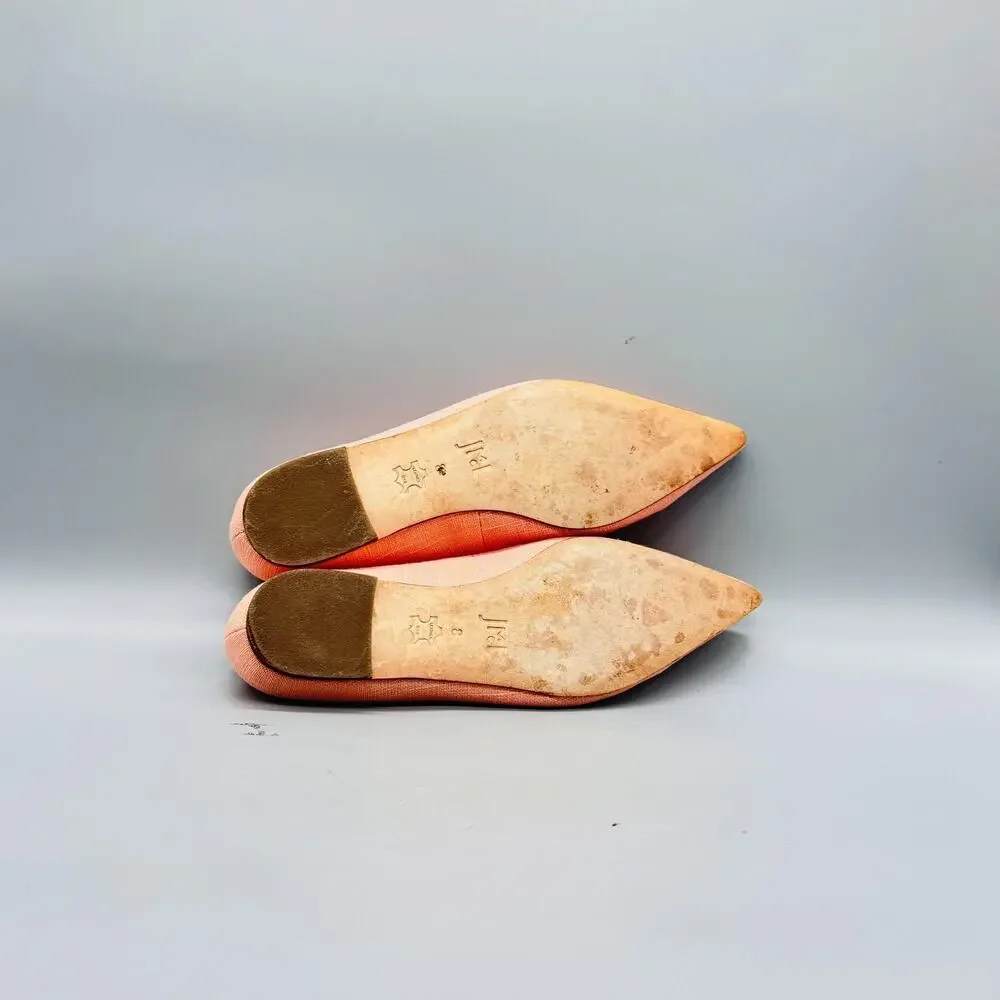 J McLaughlin Shoes Womens 8 Pink Linen Ballet Flats Pointed Toe Slip On Casual
